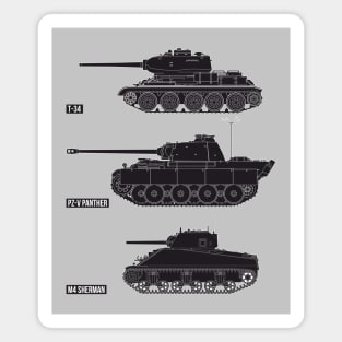 Three famous WW2 tanks of the USSR, Germany and the USA (black) Magnet